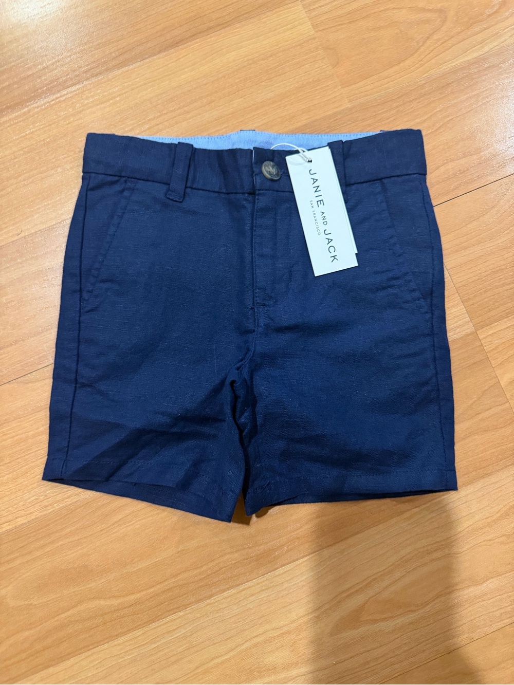 NWT- Janie and Jack Navy Adjustable Waist Linen Shorts